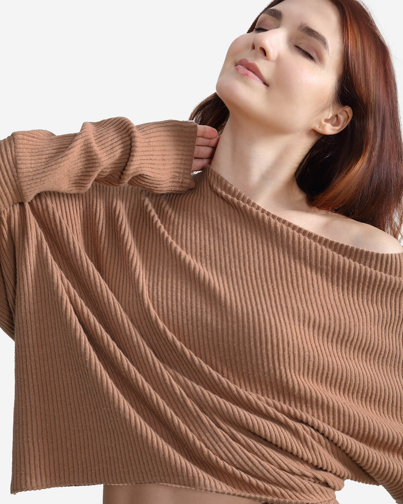 Cloud Knit Asymmetrical Long Sleeve Top - Image 3