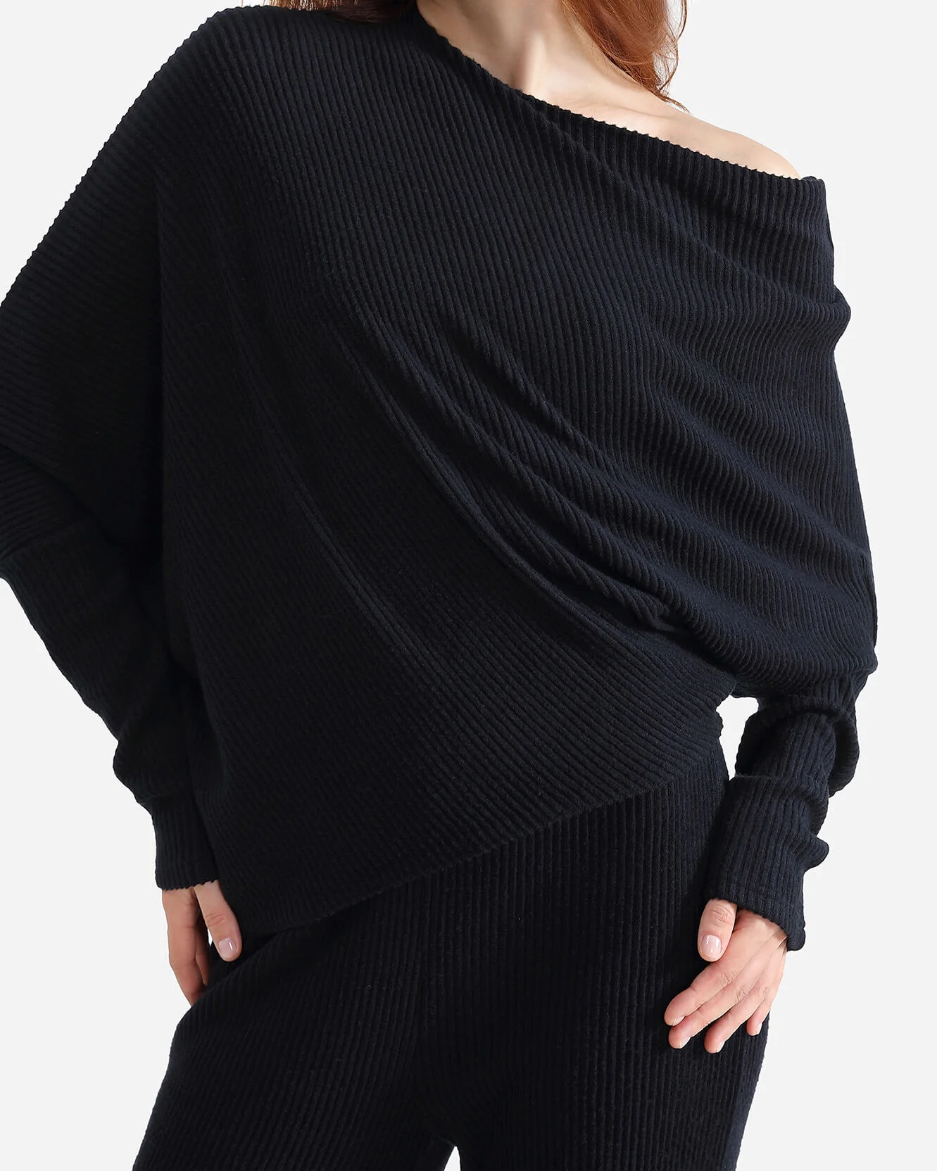 Cloud Knit Asymmetrical Long Sleeve Top - Image 7
