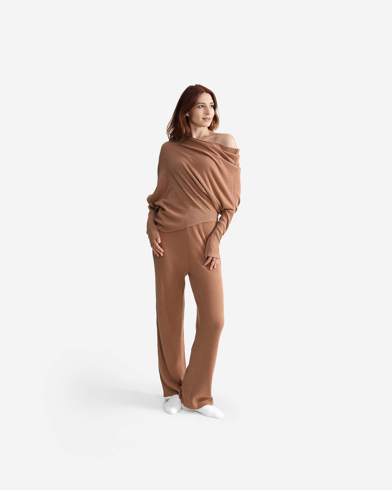 Cloud Knit Asymmetrical Long Sleeve Top - Image 4