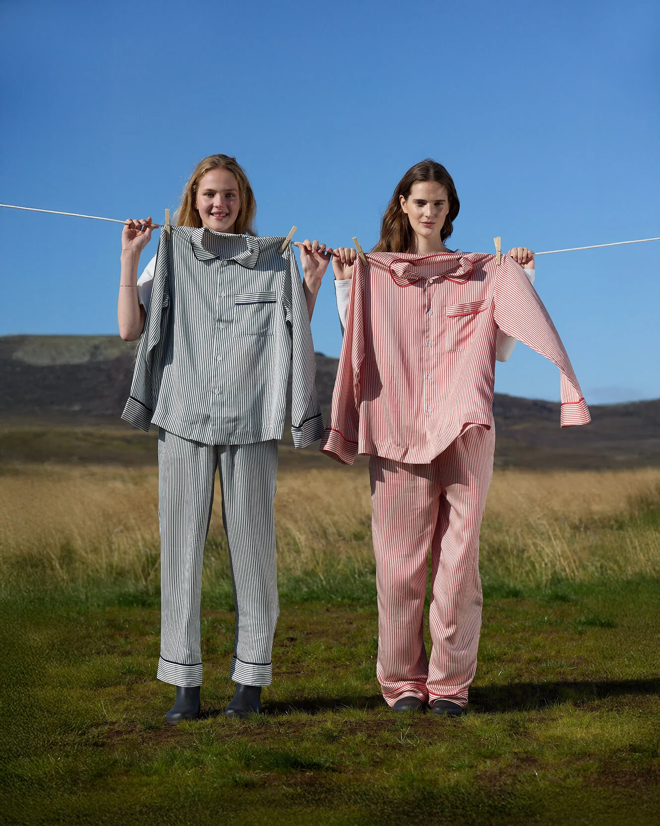 Silky Lyocell Long Striped Pajama Set - Image 8