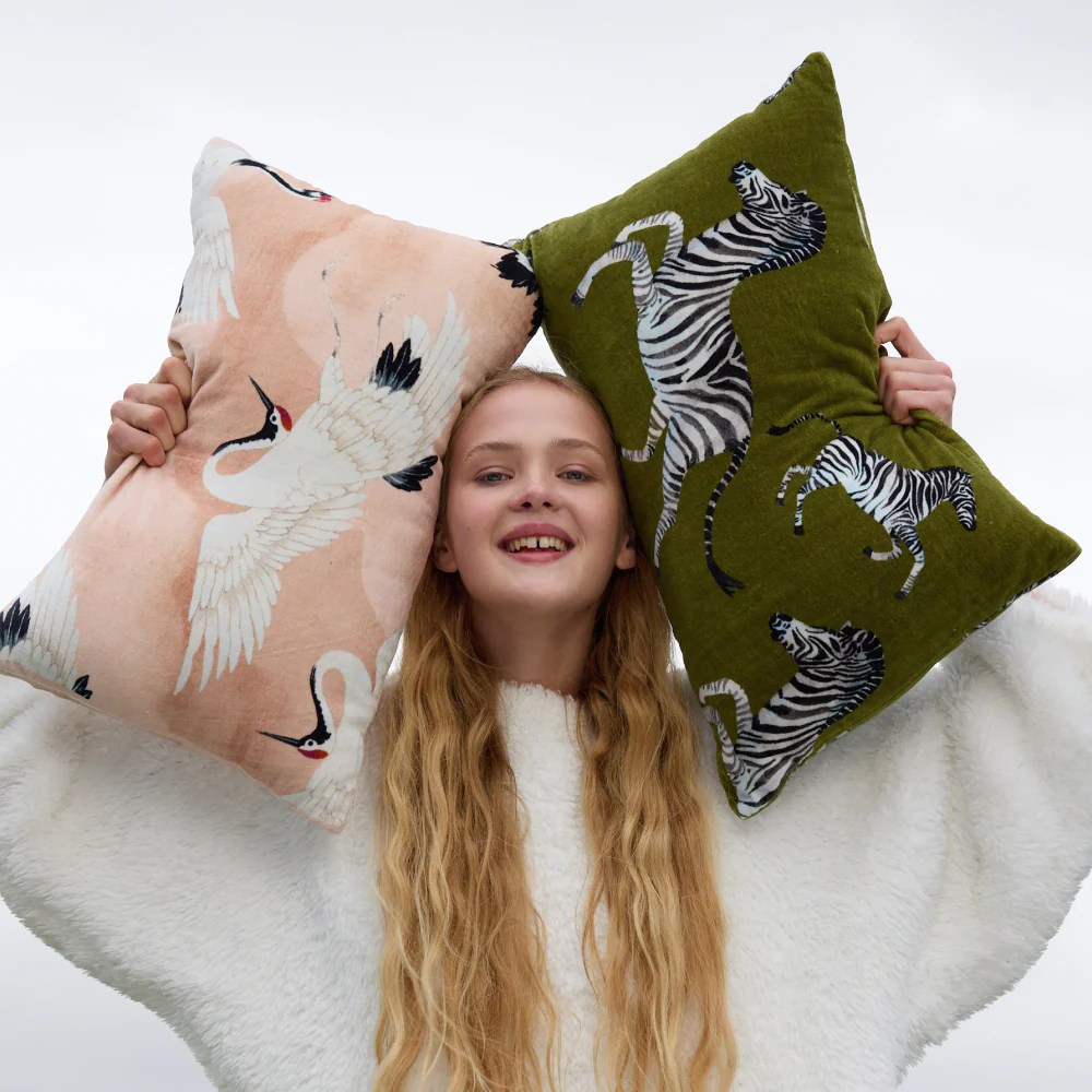 Velvet Watercolor Zebra Small Lumbar Pillow - Image 10